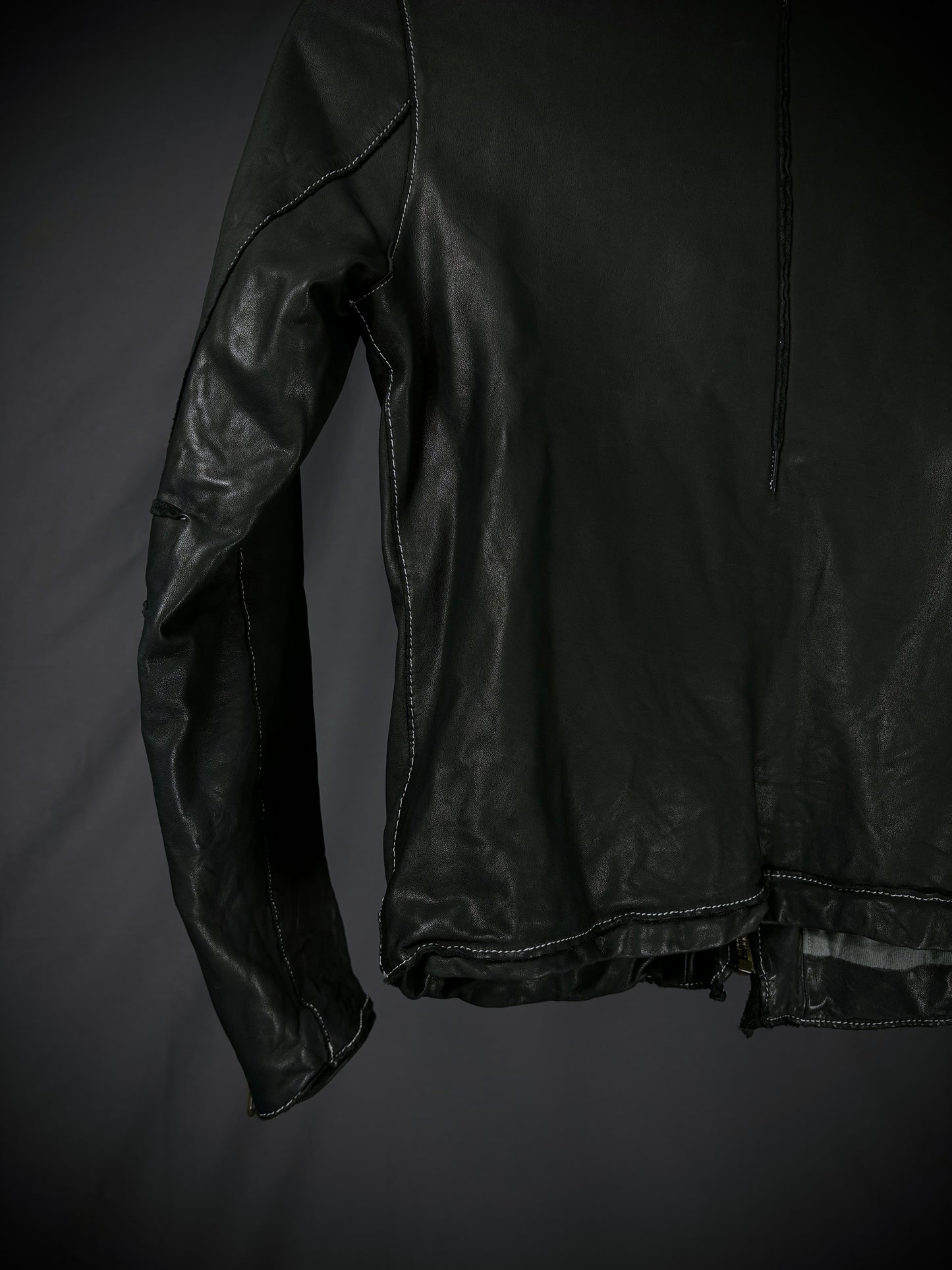Sisii Contrast Stitch Washable Leather Jacket