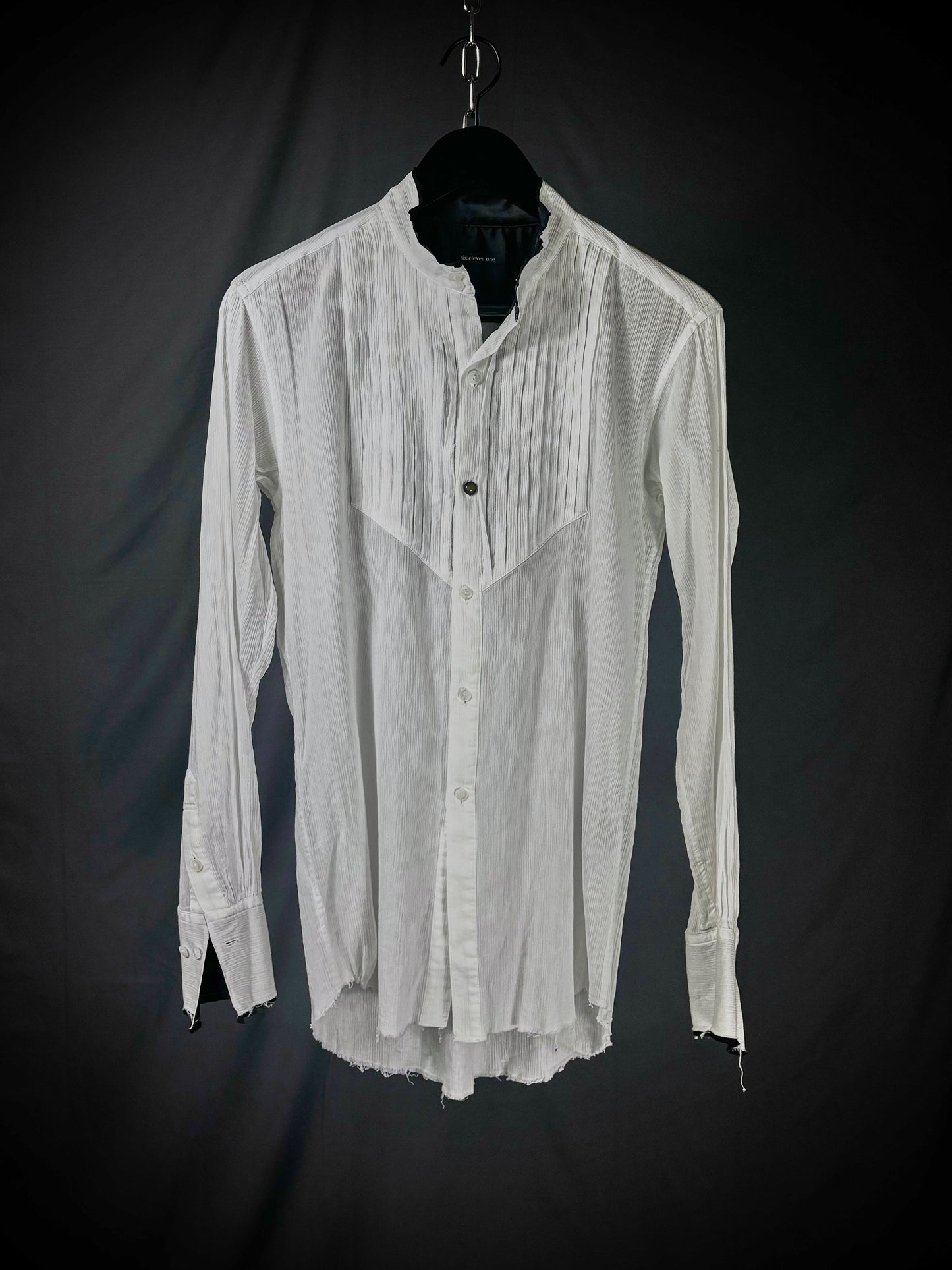 six eleven one Distressed Pintuck Button-Up Shirt