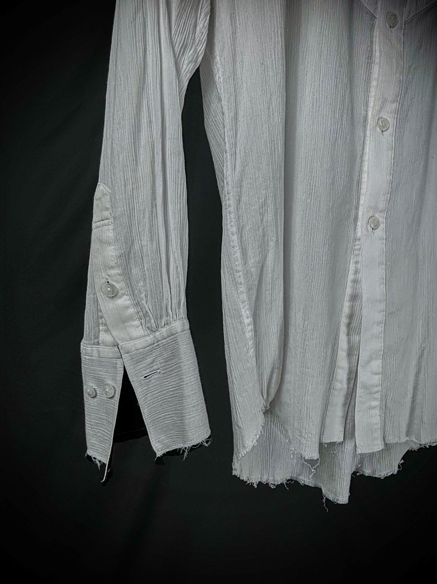 six eleven one Distressed Pintuck Button-Up Shirt