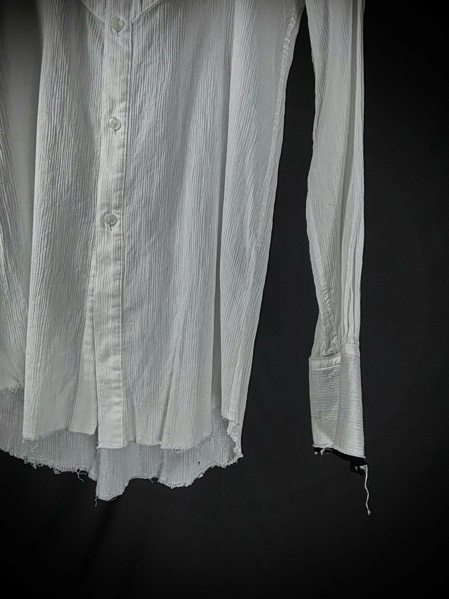 six eleven one Distressed Pintuck Button-Up Shirt