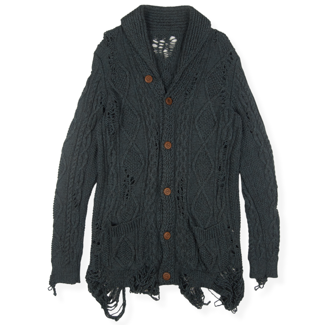 Miharayasuhiro Distressed Grunge Cable Knit Cardigan