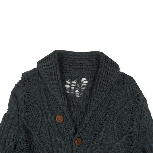 Miharayasuhiro Distressed Grunge Cable Knit Cardigan