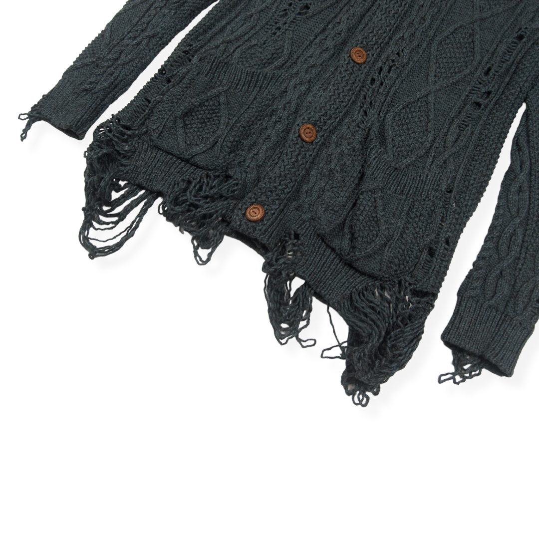 Miharayasuhiro Distressed Grunge Cable Knit Cardigan