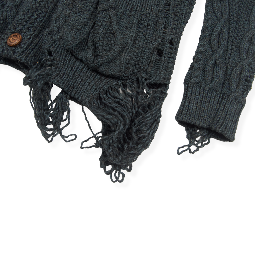 Miharayasuhiro Distressed Grunge Cable Knit Cardigan