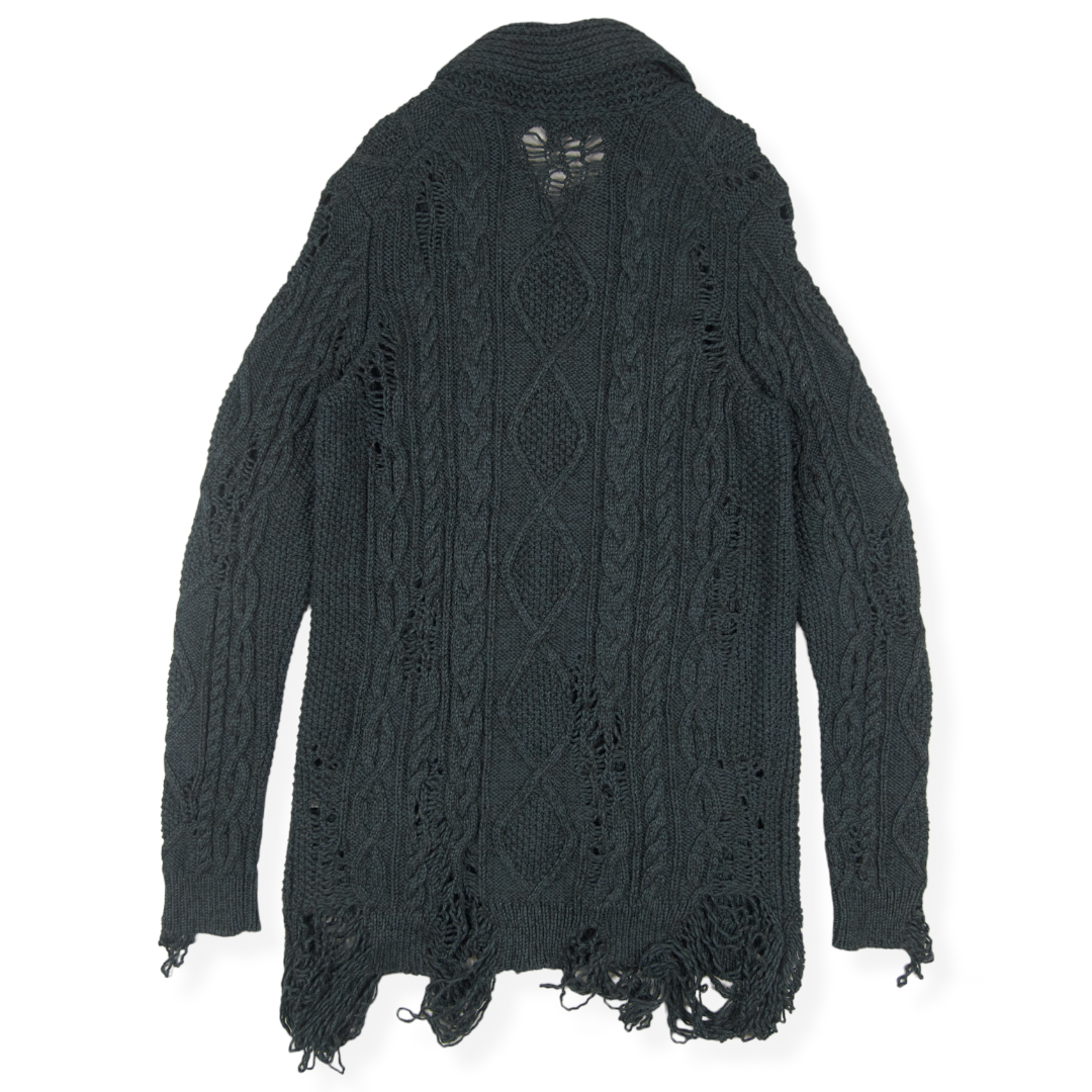 Miharayasuhiro Distressed Grunge Cable Knit Cardigan