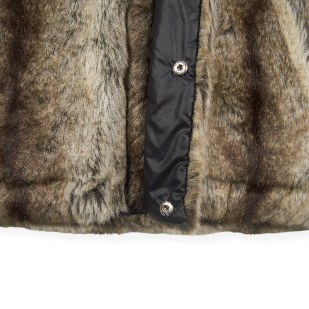 Candy Stripper Reversible Bear Hood Fur Vest