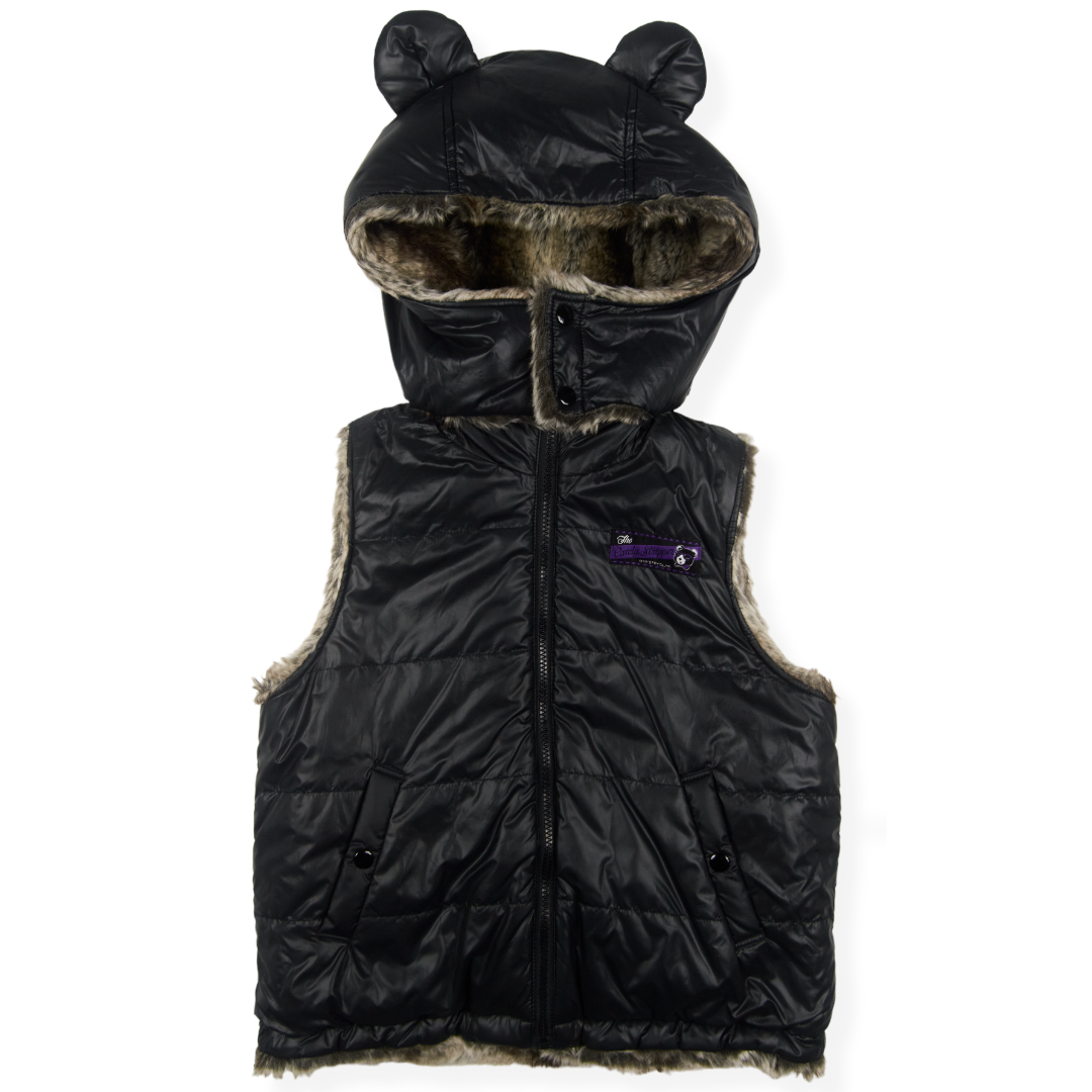 Candy Stripper Reversible Bear Hood Fur Vest