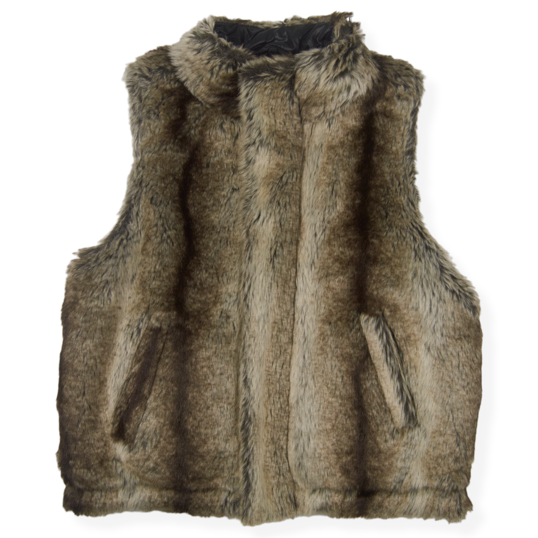 Candy Stripper Reversible Bear Hood Fur Vest