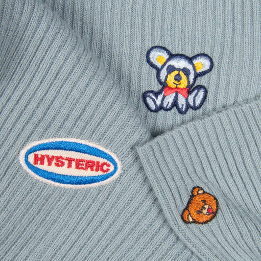 Hysteric Glamour Grunge Pop Embroidered Thin Mock Neck Ribbed Sweater