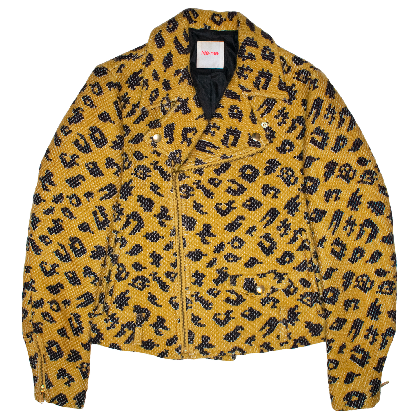 Né-Net Leopard Print Wool Riders Jacket