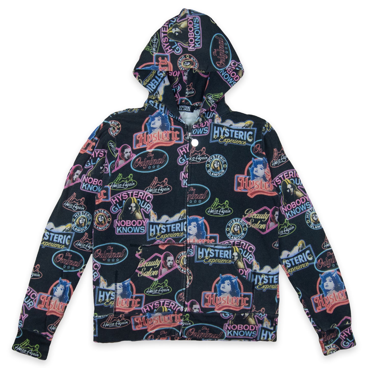 Hysteric Glamour Neon Logo All Over Print Zip Up Hoodie
