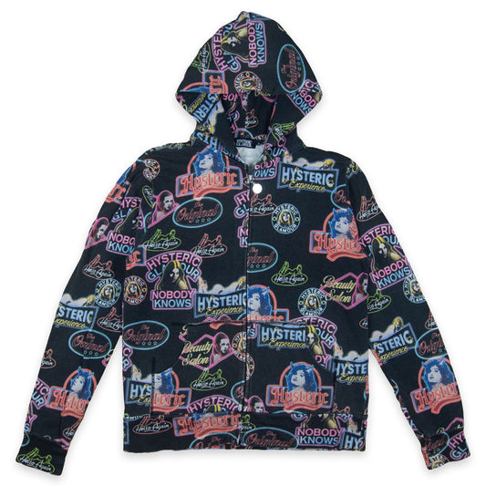 Hysteric Glamour Neon Logo All Over Print Zip Up Hoodie