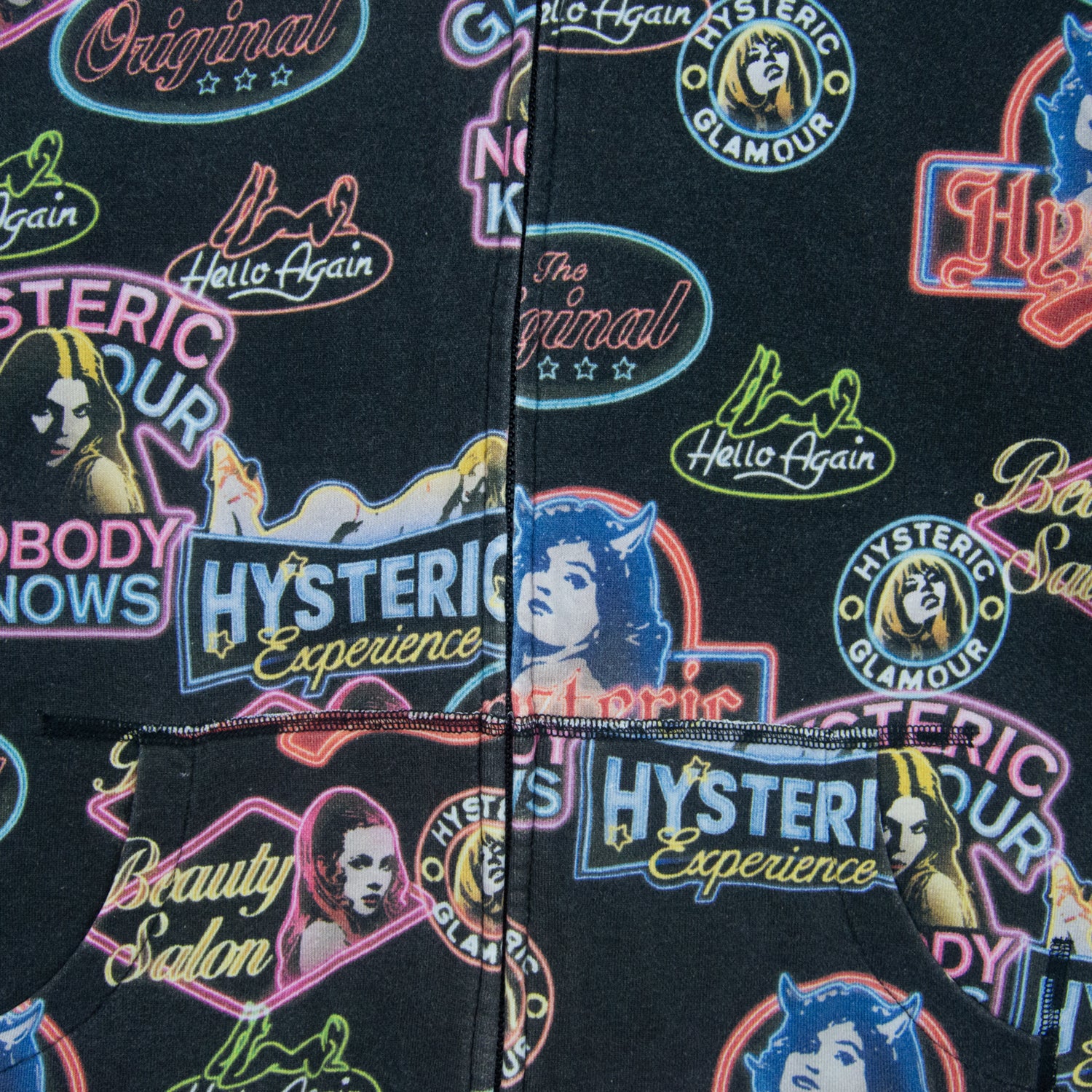 Hysteric Glamour Neon Logo All Over Print Zip Up Hoodie