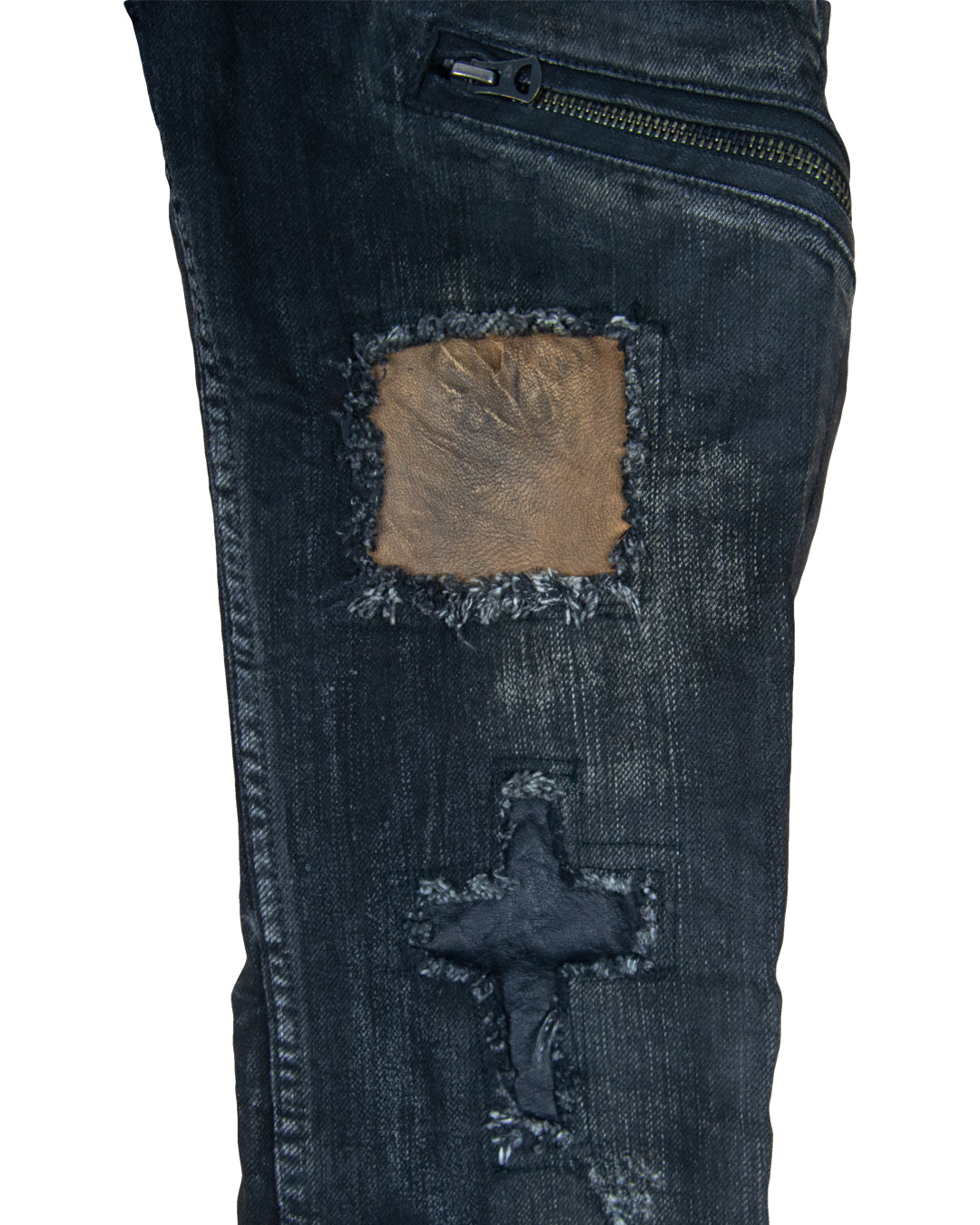 L.G.B. Waxed Distressed Skinny Jeans