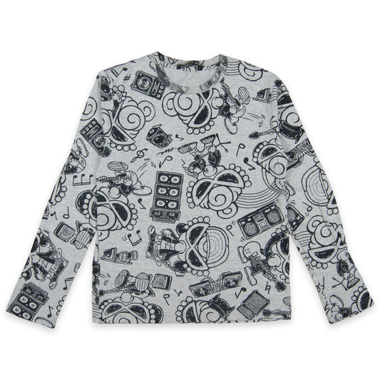 Hysteric Mini Music All Over Print Long Sleeve Tee