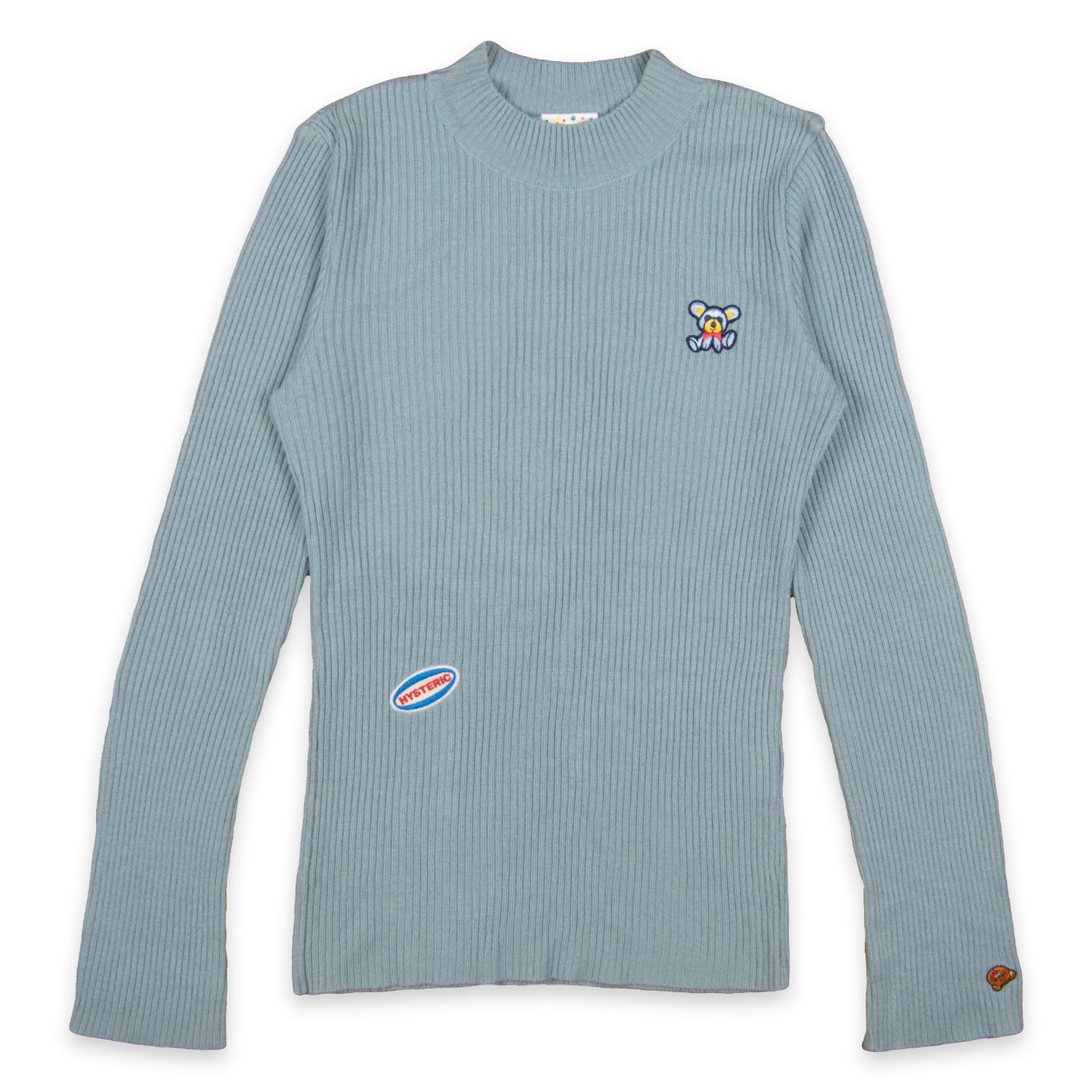 Hysteric Glamour Grunge Pop Embroidered Thin Mock Neck Ribbed Sweater