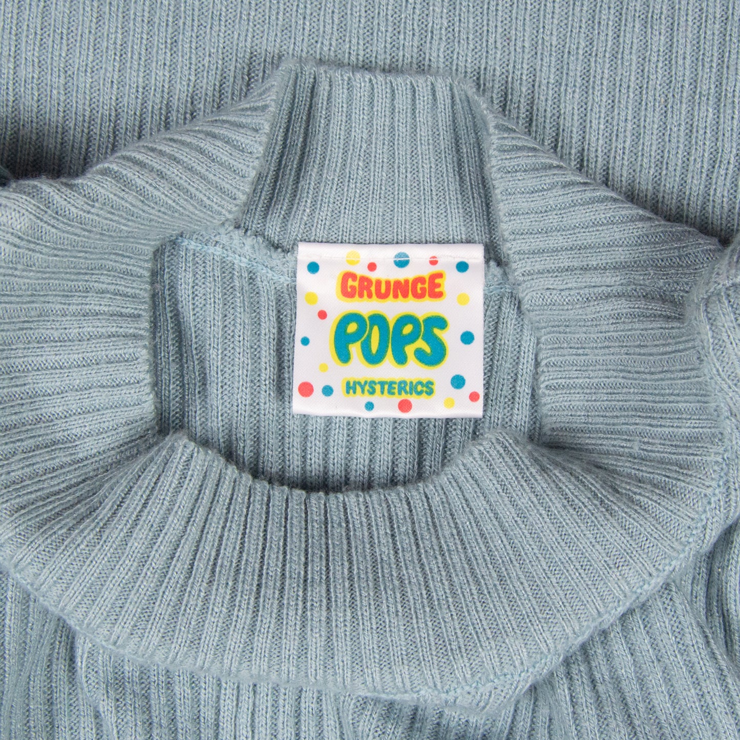 Hysteric Glamour Grunge Pop Embroidered Thin Mock Neck Ribbed Sweater