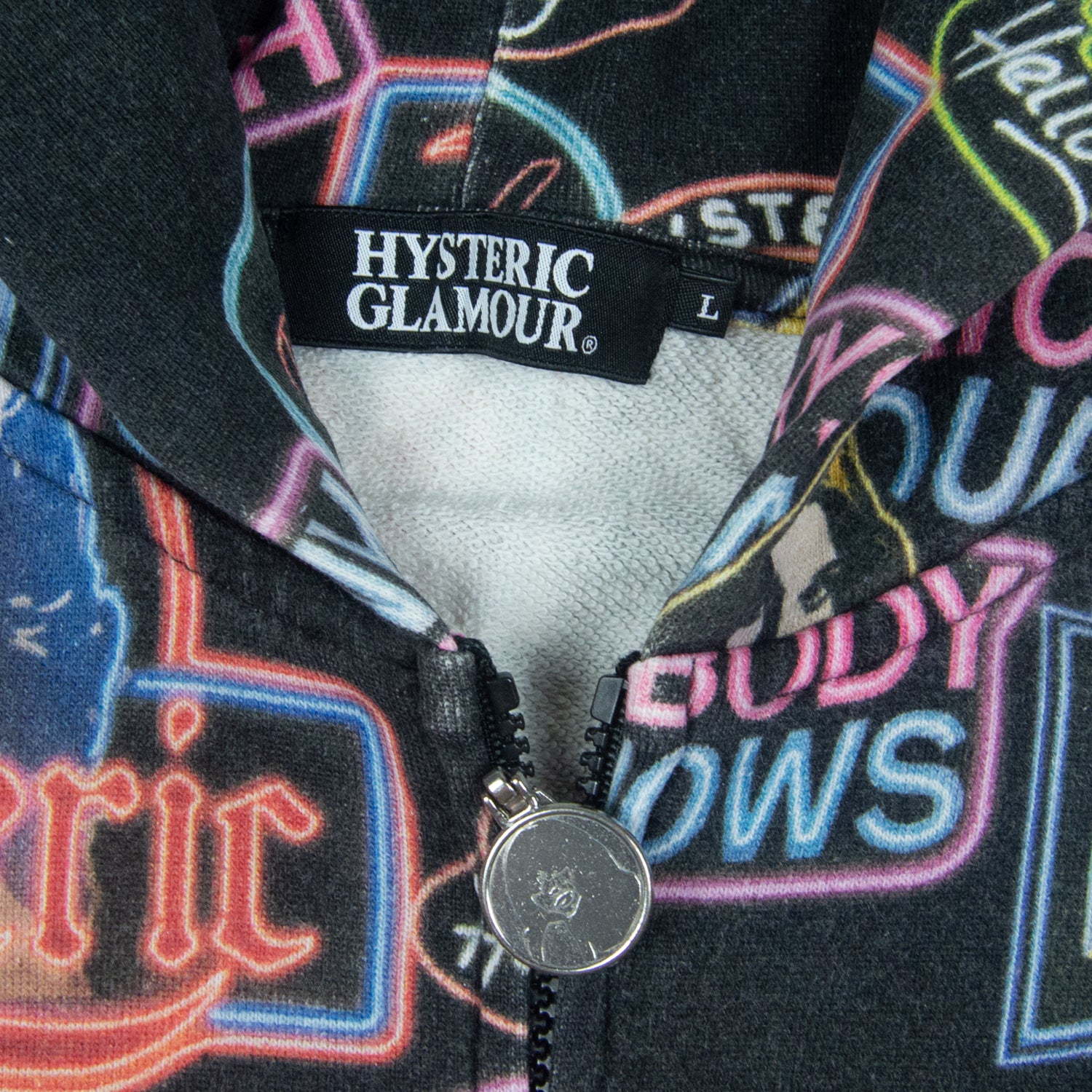 Hysteric Glamour Neon Logo All Over Print Zip Up Hoodie