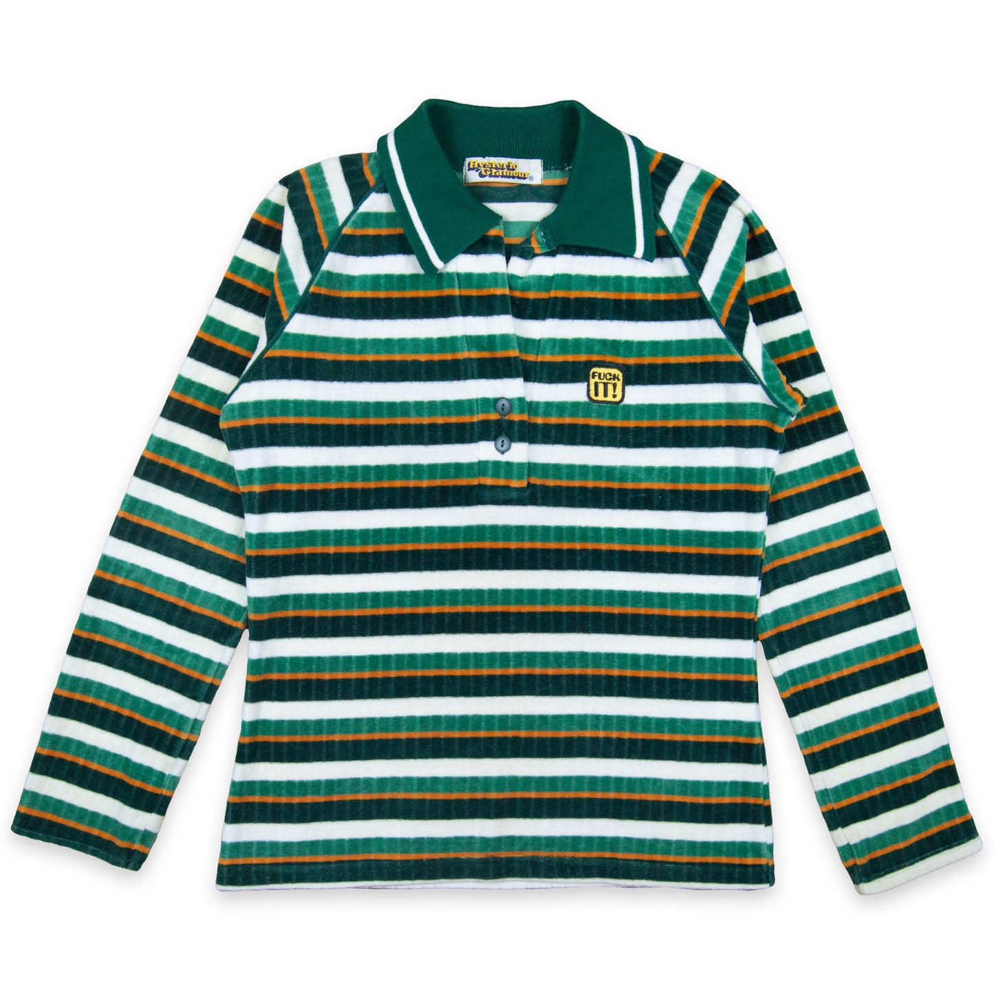 Hysteric Glamour F IT! Embroidered Striped Velour Polo