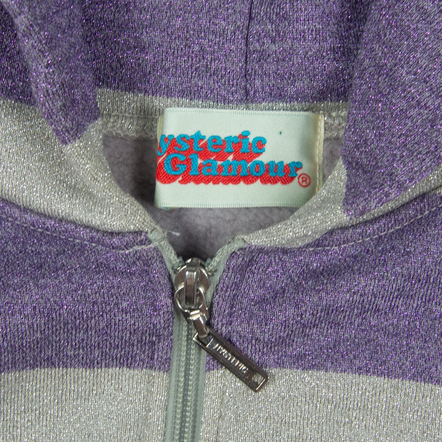 Hysteric Glamour Groupie Patchwork Striped Shimmer Zip Up Hoodie