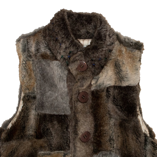 Né-Net Faux Fur Button-Up Vest