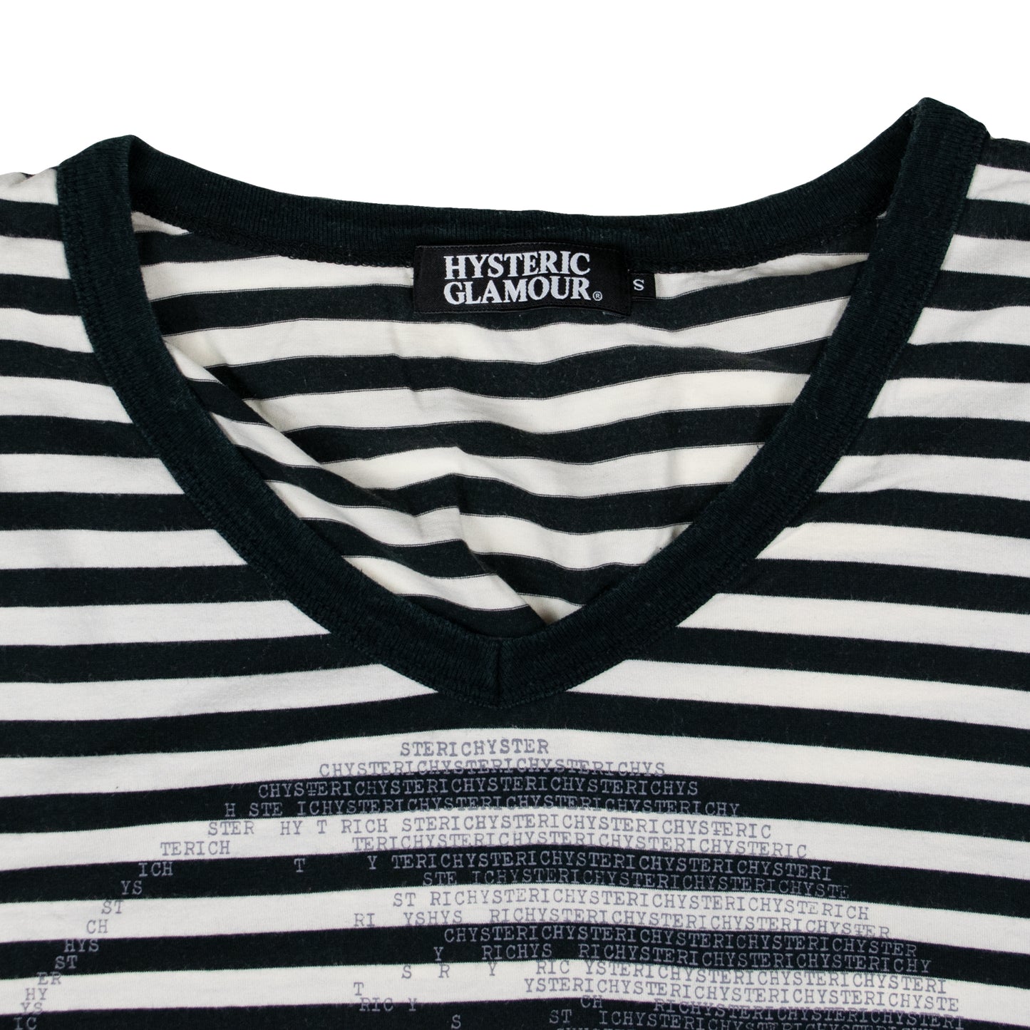 Hysteric Glamour Typewriter Skull Striped Long Sleeve Tee