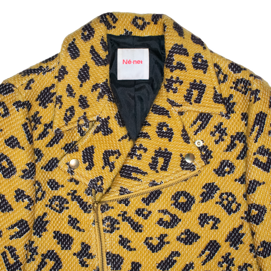 Né-Net Leopard Print Wool Riders Jacket