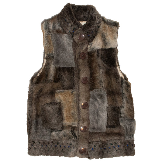Né-Net Faux Fur Button-Up Vest