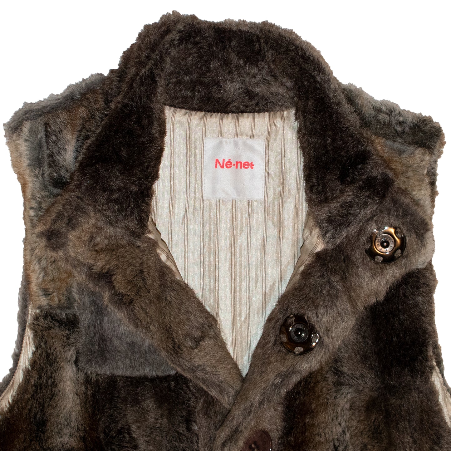 Né-Net Faux Fur Button-Up Vest