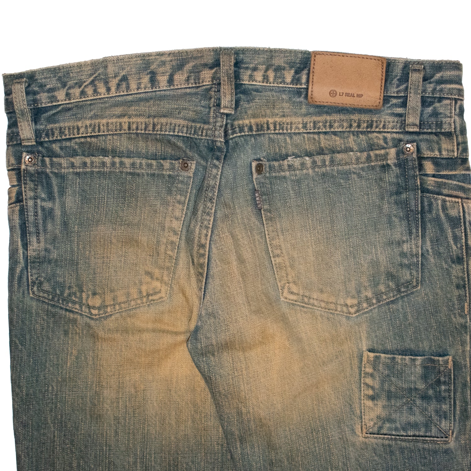 パンツ 00s L7 real hip distressed flare denim L7 Real Hip Sandwash Distressed Flared Denim – SaolMortem