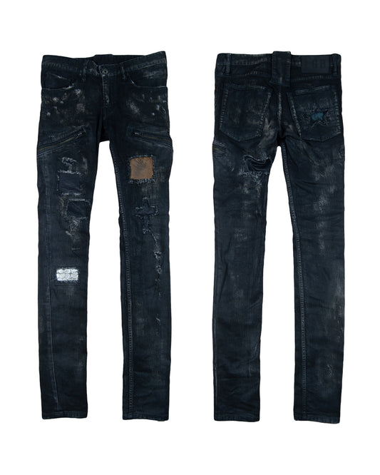 L.G.B. Waxed Distressed Skinny Jeans