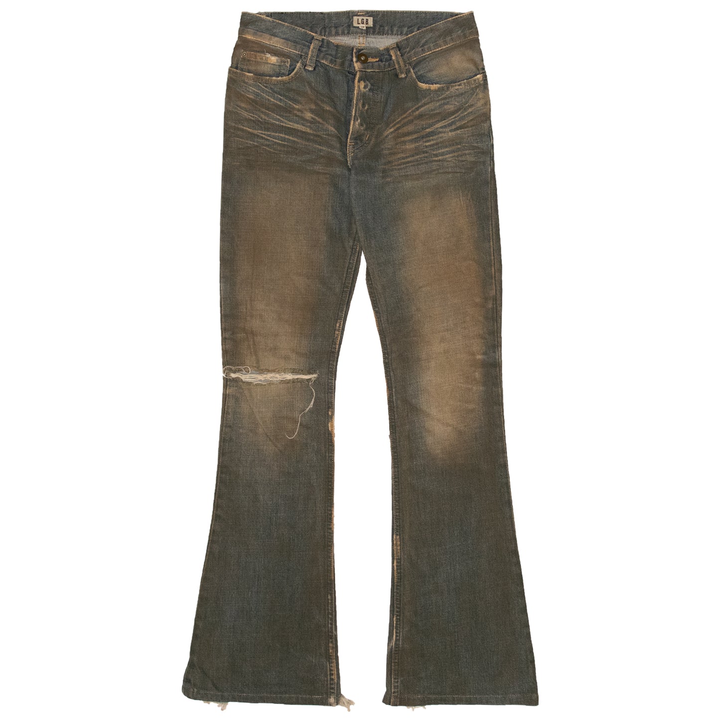 L.G.B. Mudwash Distressed Flared Denim