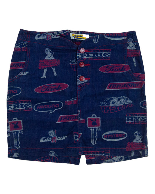 Hysteric Glamour Logo All Over Print Denim Skirt