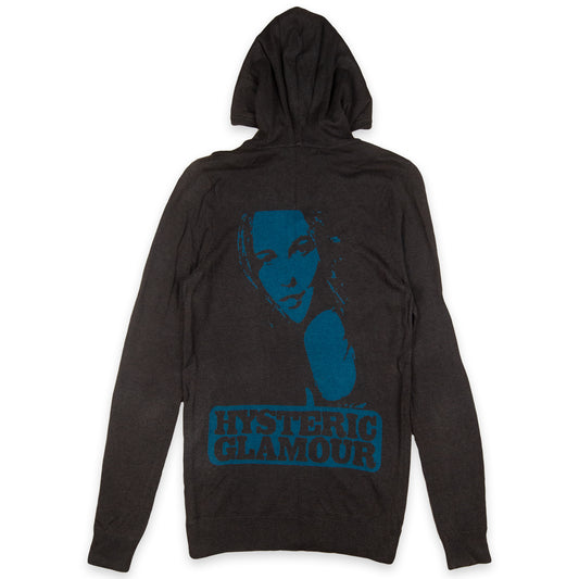 Hysteric Glamour Pin Up Logo Thin Knit Zip Up Hoodie